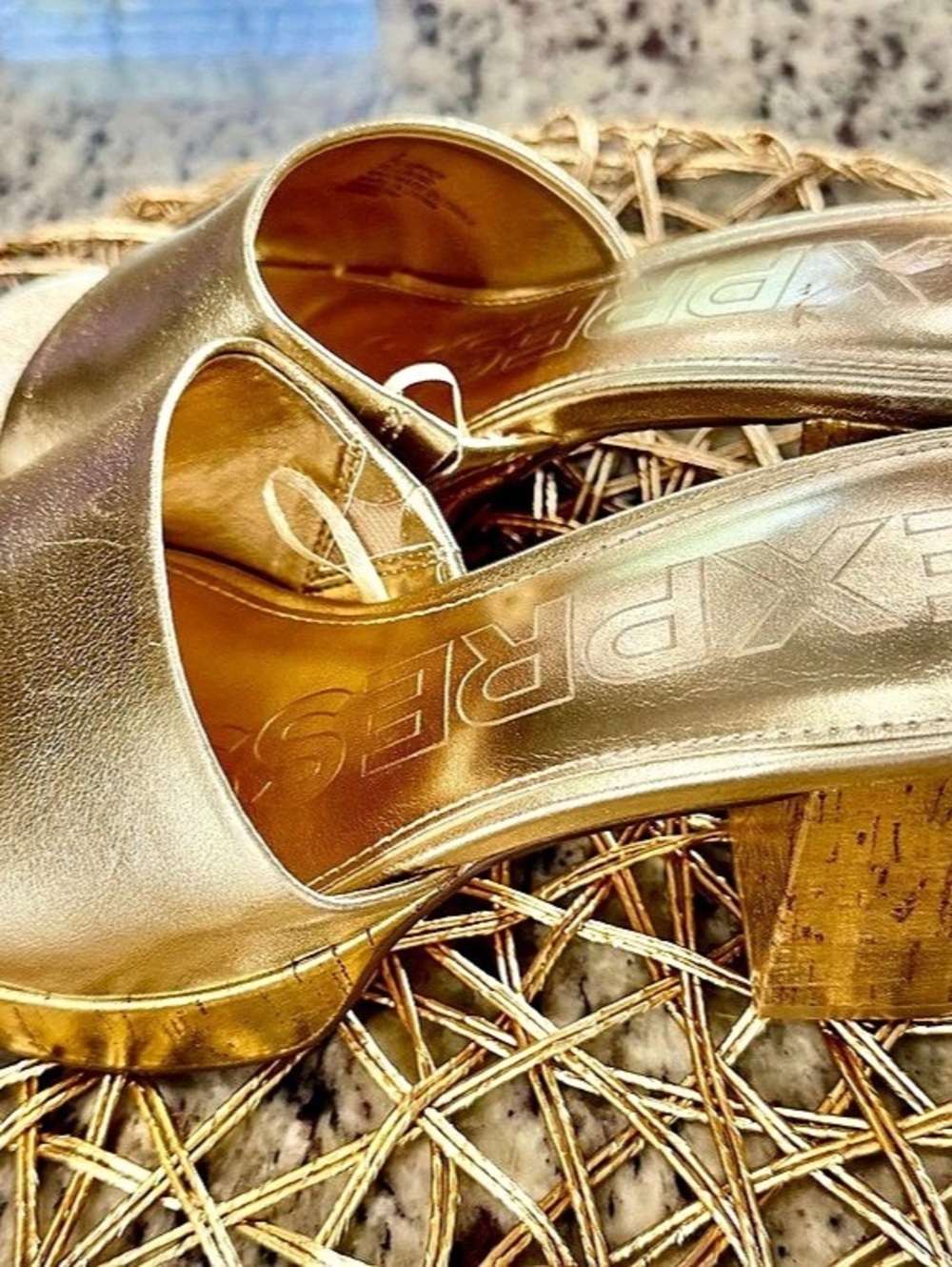 Express Gold Platform Slide Heels